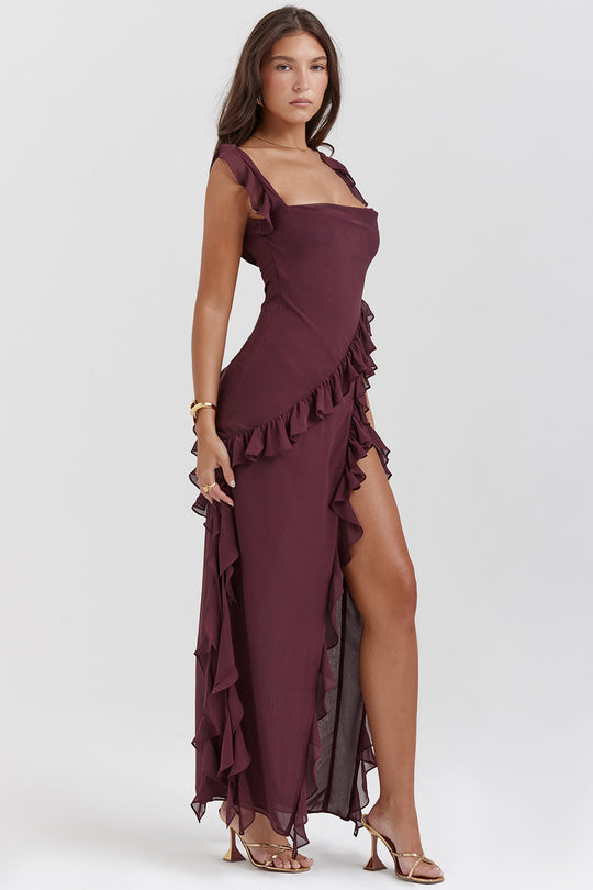 Penelope - Schillerndes Kleid mit Rüschen