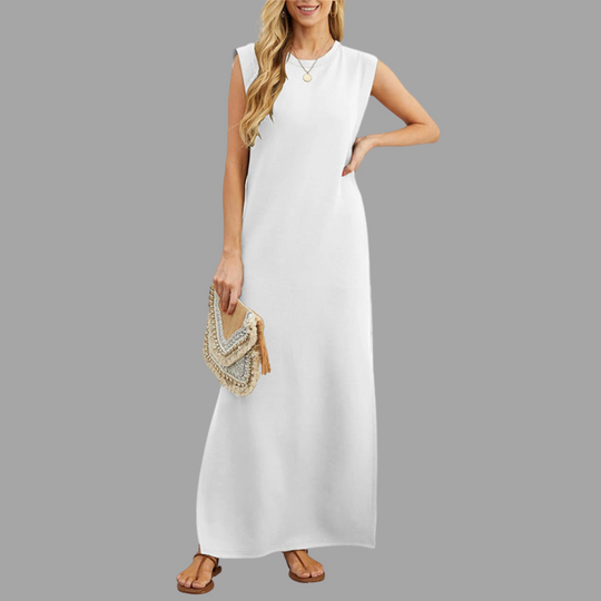 Ruby – Lässiges Kleid mit geschlitztem Saum
