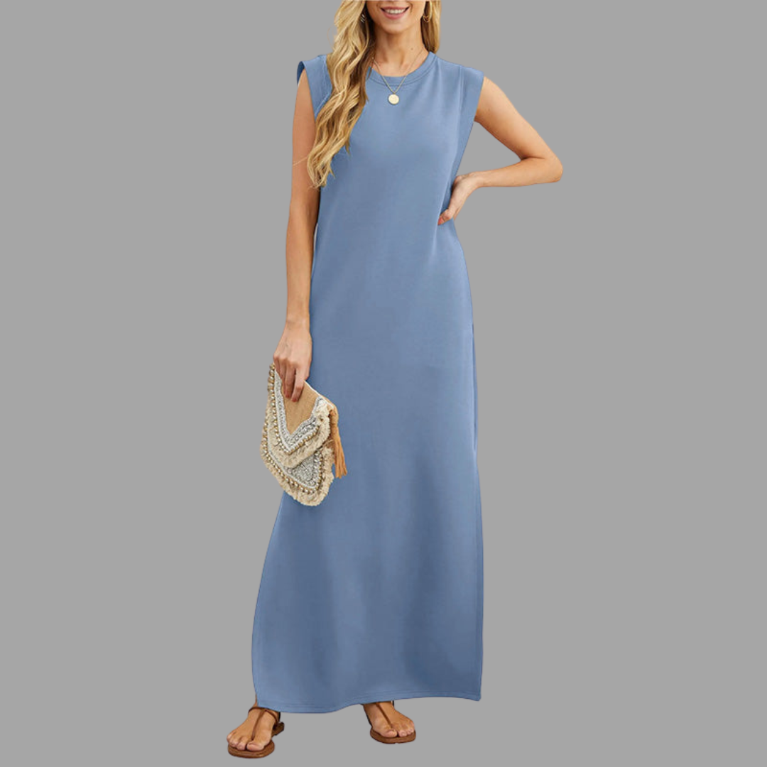 Ruby – Lässiges Kleid mit geschlitztem Saum