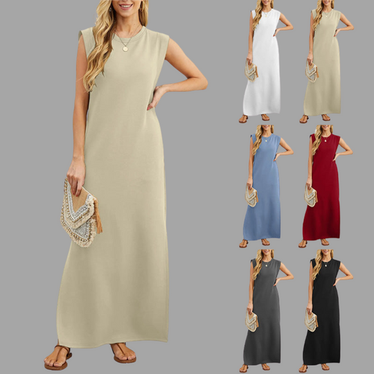 Ruby – Lässiges Kleid mit geschlitztem Saum