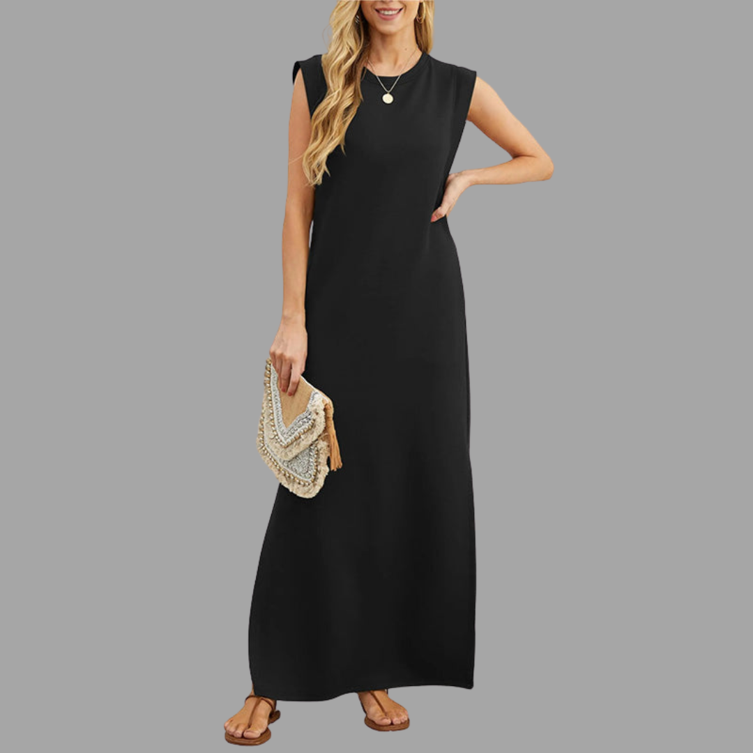 Ruby – Lässiges Kleid mit geschlitztem Saum