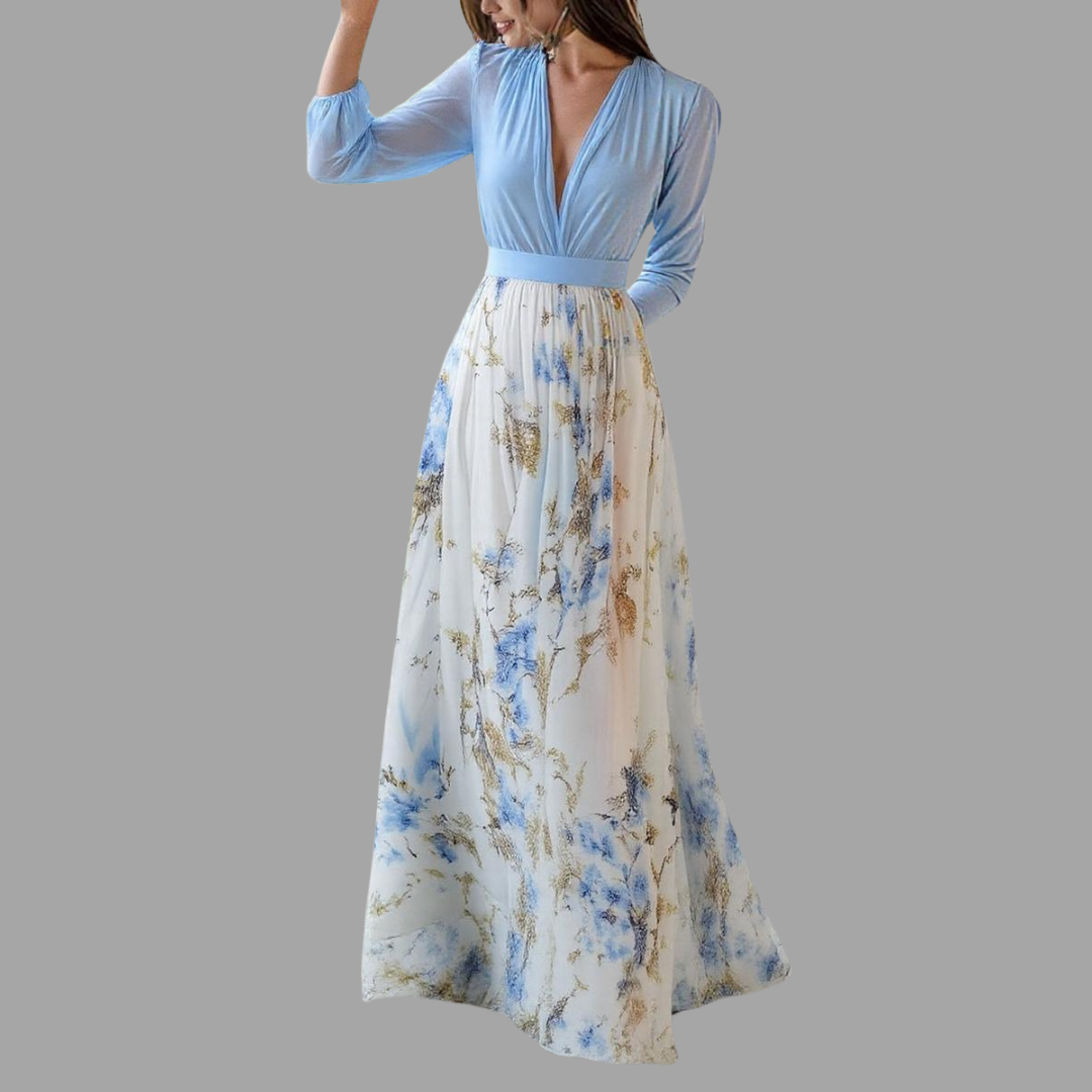 Nikki - Maxikleid mit V-Ausschnitt und atemberaubendem Blumendruck