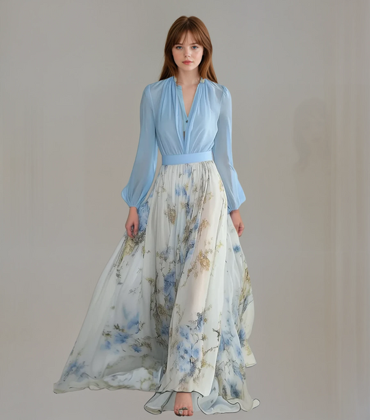 Nikki - Maxikleid mit V-Ausschnitt und atemberaubendem Blumendruck