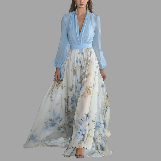 Nikki - Maxikleid mit V-Ausschnitt und atemberaubendem Blumendruck