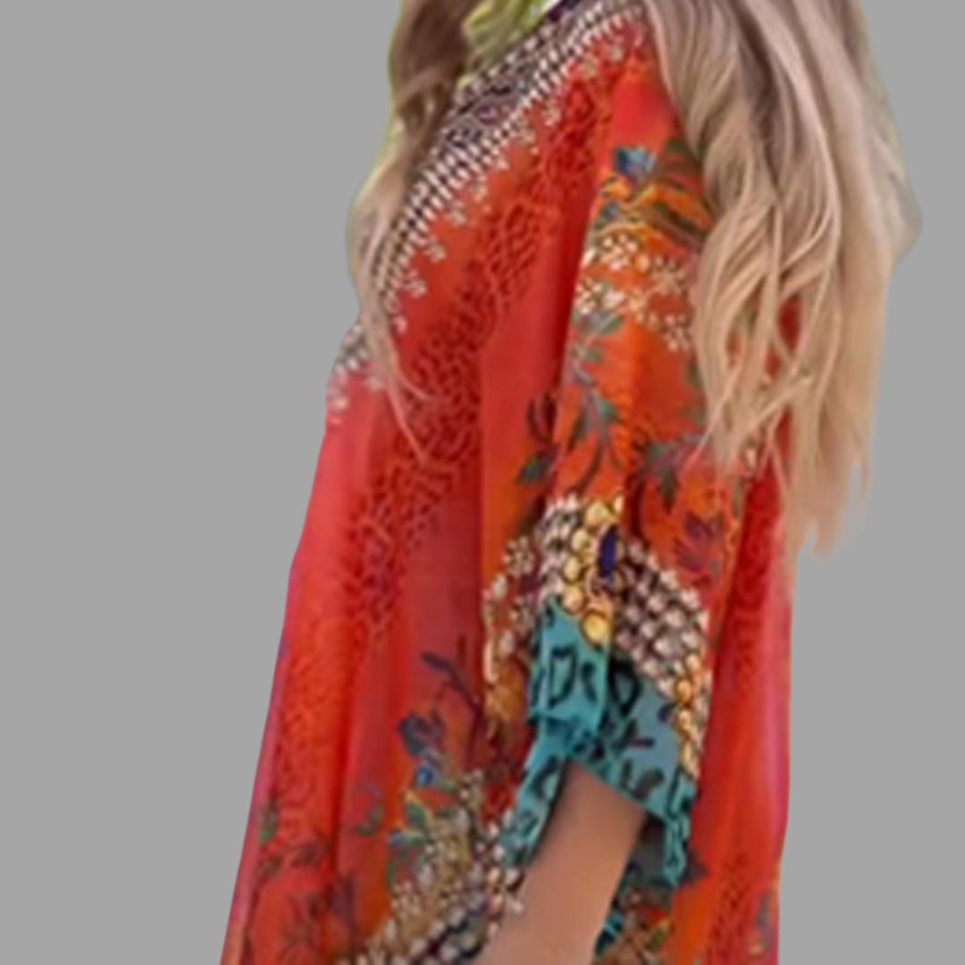 Nina - Asymmetrisches Kleid mit weitem V-Ausschnitt