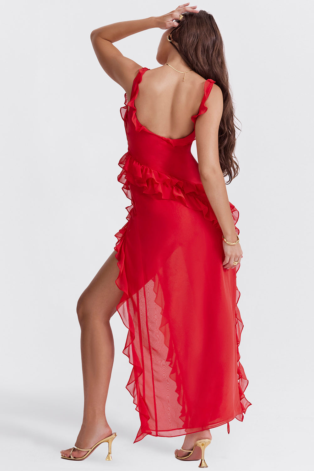 Penelope - Schillerndes Kleid mit Rüschen
