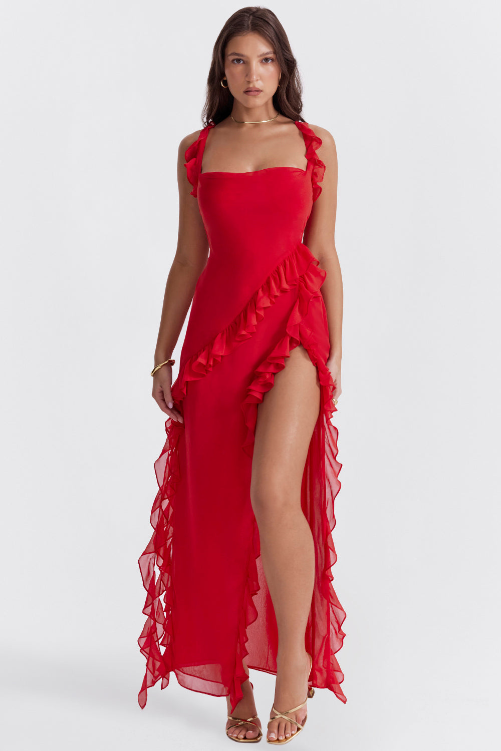 Penelope - Schillerndes Kleid mit Rüschen