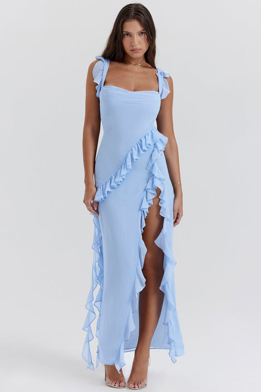 Penelope - Schillerndes Kleid mit Rüschen